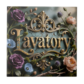 Carreau Panneau floral en antique or Lavatory Word