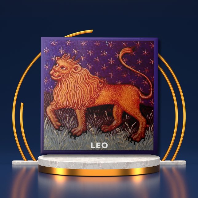 Carreau Panneau Lion Zodiac Lion Horoscope Anniversaire (Leo Lion Zodiac Sign Horoscope Birthday Party Ceramic Tile Cover)