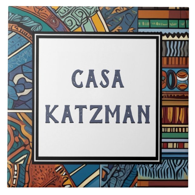 Carreau Panneau moderne Blue Abstrait Nom de la maison Pla (Devant)