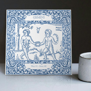 Carreau Panneau Zodiac Vintage Delft Blue Gemini