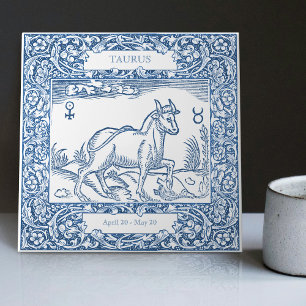 Carreau Panneau Zodiaque Vintage Delft Blue Taurus