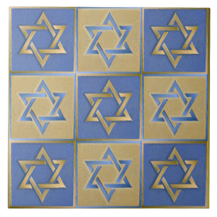 Carreau Panneaux d'art étoile de David bleu or