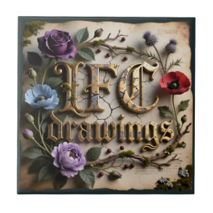 Carreau Panneaux de Dessins IFC Antique Or Fleur Sign