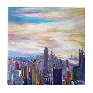 Carreau Panorama de NYC avec Chrysler et l'état d'empire