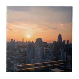 Carreau Panorama du coucher du soleil à Bangkok