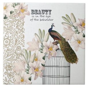 Carreau Paon élégant de lis