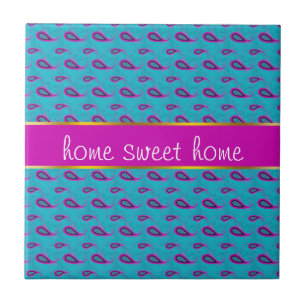 Carreau Paon et motif magenta de Paisley