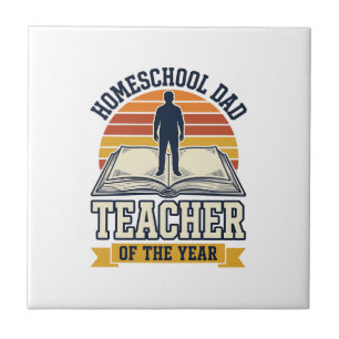 Carreau Papa à la maison Professeur de l'année T-shirt vin