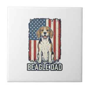 Carreau Papa Beagle Patriotique Dessin De Chien Gravure Vi