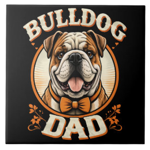 Carreau Papa Bouledogue – Cute Vintage Bouledogue Fête des