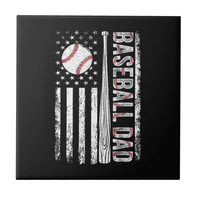 Carreau Papa de baseball Drapeau américain Fête des pères  (Devant)