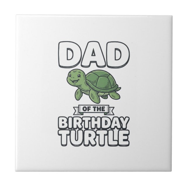 Carreau Papa de la tortue d'anniversaire Conception drôle  (Devant)