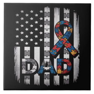 Carreau Papa sensibilisation à l'autisme Drapeau USA Fête