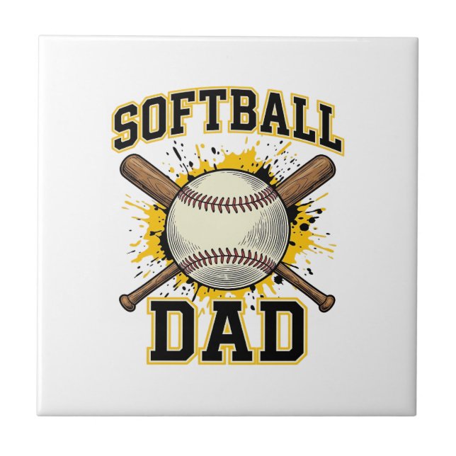 Carreau Papa Softball Vintage Varsity Dessin Bats Croisés_ (Devant)