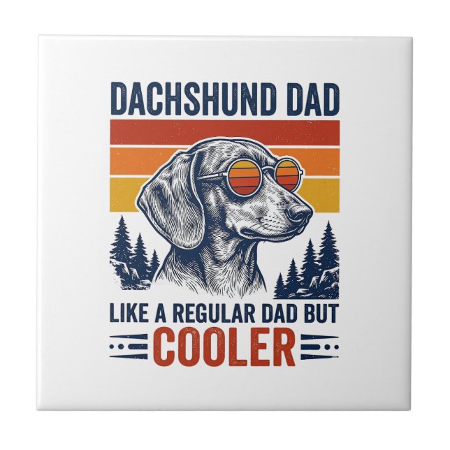 Carreau Papa teckel comme un papa normal mais t-shirt plus (Devant)