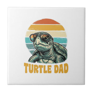 Carreau Papa Tortue Rétro Coucher de Soleil Vintage Gravur