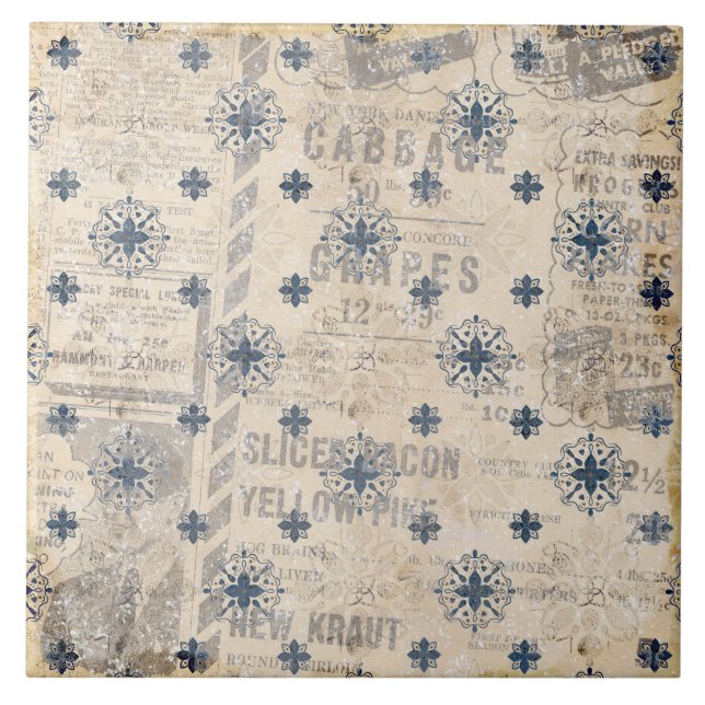 Carreau Papier bleu neutre rustique Imprimer Carrelage cér (Devant)