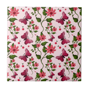 Carreau Papier Floral Papillon Midnight Bloom
