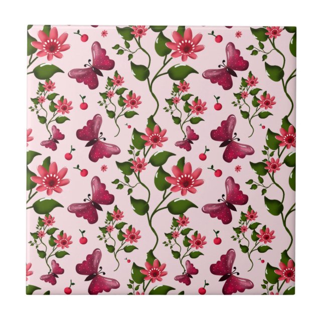 Carreau Papier Floral Papillon Midnight Bloom (Devant)