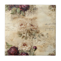 Papier parchemin floral lettre d'amour victorienne