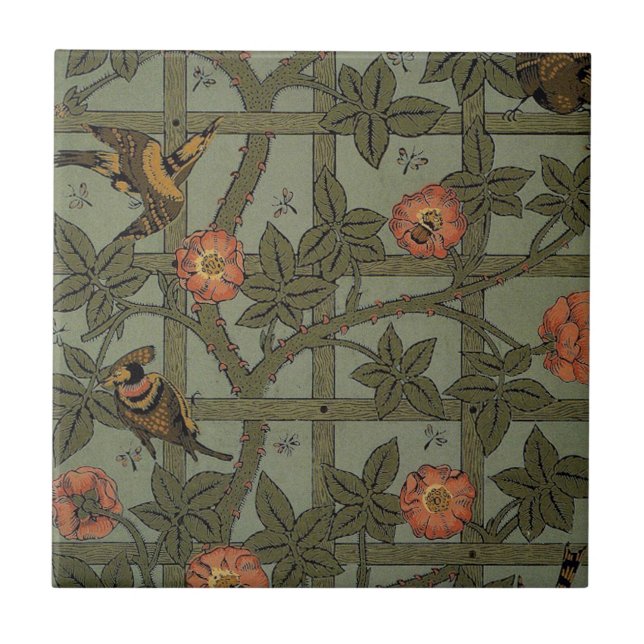 Carreau Papier peint à motif treillis de William Morris (Devant)