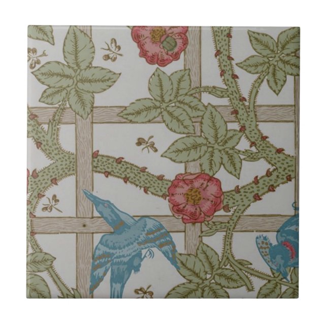 Carreau Papier peint à motif treillis de William Morris (Devant)