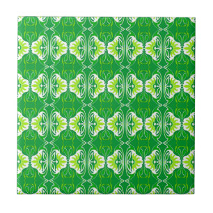 Carreau Papier peint Art Déco motif - vert et blanc