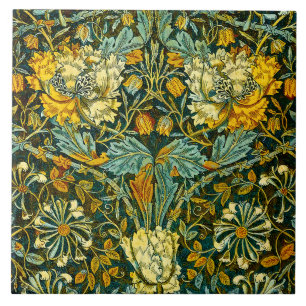 Carreau Papier peint floral Chèvrefeuille Or de William Mo