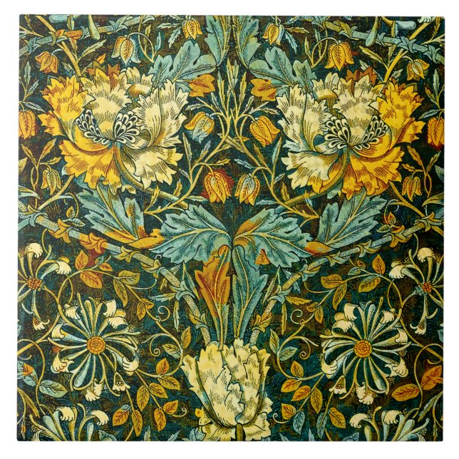 Carreau Papier peint floral Chèvrefeuille Or de William Mo (Devant)