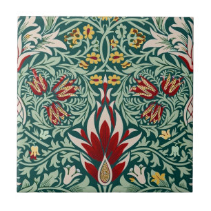 Carreau Papier peint floral vert forêt de William Morris