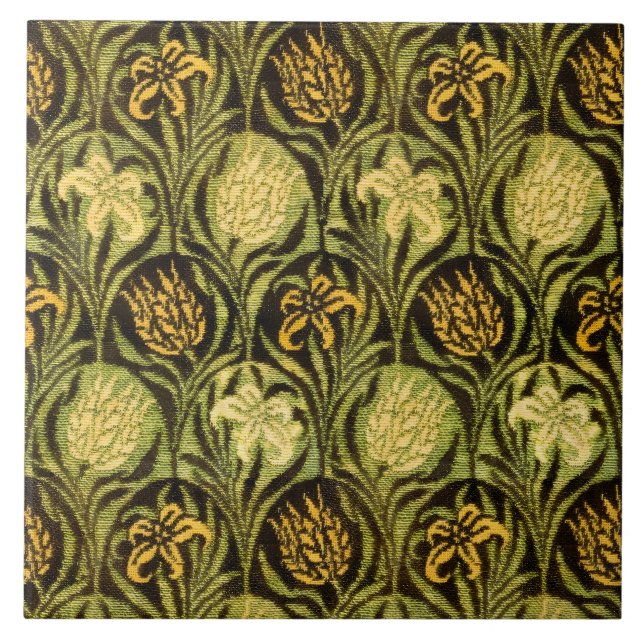 Carreau Papier peint Tulipe et Lys vert de William Morris (Devant)