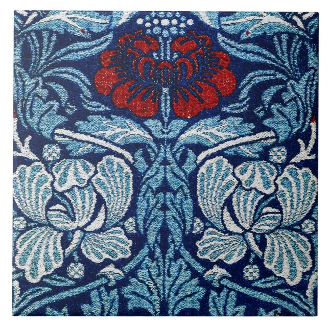 Carreau Papier peint Tulipe Rose Navy Blue de William Morr (Devant)