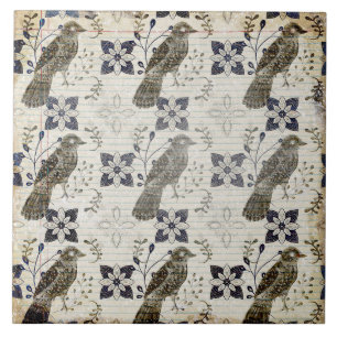Carreau Papier vintage Neutre Oiseau Imprimer Carrelage cé