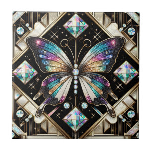 Carreau Papillon arc-en-ciel Art Déco rétro Nouveau