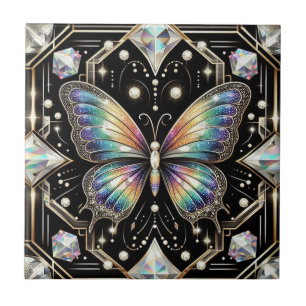Carreau Papillon arc-en-ciel Art Déco rétro Nouveau