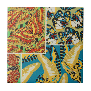 Carreau Papillon Art Déco Jaune et Turquoise Vibrants