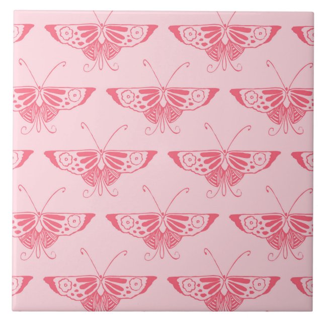 Carreau Papillon Art Déco stylisé - rose corail (Devant)