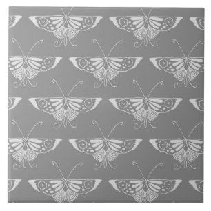 Carreau Papillon Art déco stylisé, tons gris / gris