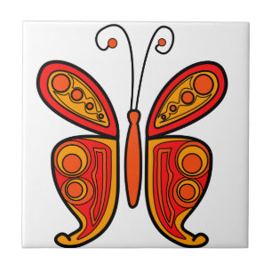 Carreau Papillon artistique rouge orange et jaune