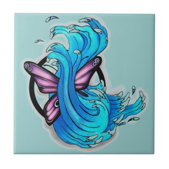 Carreau Papillon avec Vagues (Devant)