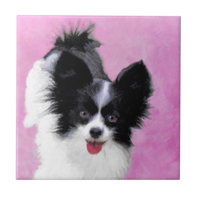 Carreau Papillon (blanc et noir) Peinture - Chien Art (Devant)