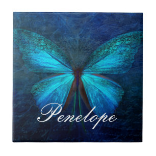 Carreau Papillon bleu de la joie et de la chance