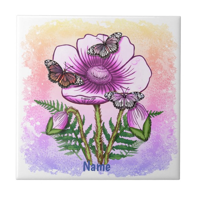 Carreau Papillon Coquelicot Rose  (Devant)