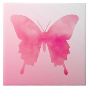 Carreau Papillon d'aquarelle - fuchsia et rose
