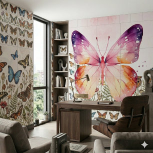 Carreau Papillon d'art à l'aquarelle