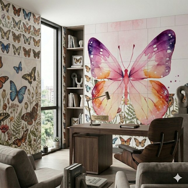 Carreau Papillon d'art à l'aquarelle (Créateur téléchargé)