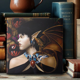 Carreau Papillon de fantaisie compagnon dragon elfe mystiq