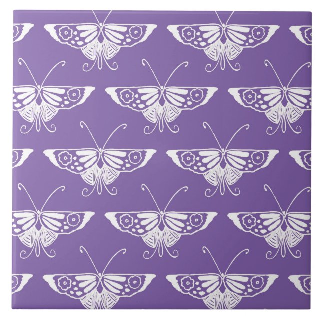 Carreau Papillon déco stylisé - lilas poussiéreux (Devant)