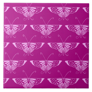 Carreau Papillon déco stylisé - magenta et rose