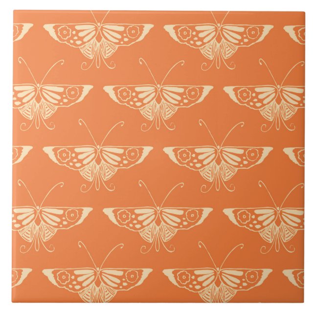 Carreau Papillon Deco stylisé - orange corail (Devant)